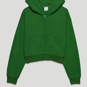 TNA Boxy Boyfriend Cozy Fleece Hoodie in Jupiter Green